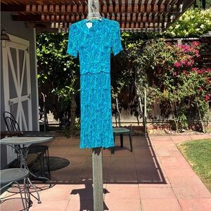 Vintage 80’s Blue Paisley Dress